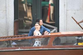 Lily Collins and Eugenio Franceschini on Emily in Paris Set - Venice