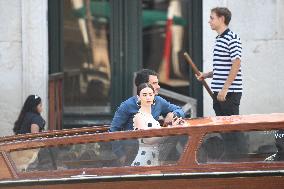Lily Collins and Eugenio Franceschini on Emily in Paris Set - Venice