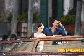 Lily Collins and Eugenio Franceschini on Emily in Paris Set - Venice