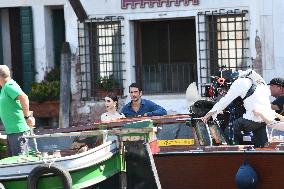 Lily Collins and Eugenio Franceschini on Emily in Paris Set - Venice