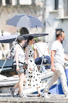 Lily Collins   on Emily in Paris Set - Venice