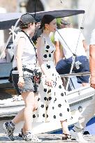 Lily Collins   on Emily in Paris Set - Venice