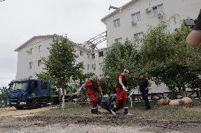 Aftermath Of A Russian Drone Attack In Kharkiv - Ukraine