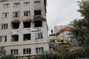 Aftermath Of A Russian Drone Attack In Kharkiv - Ukraine