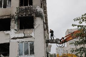 Aftermath Of A Russian Drone Attack In Kharkiv - Ukraine