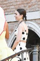 Lily Collins and Ashley Park on Emily in Paris Set - Venice