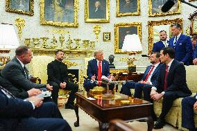 Trump Meets President Zelenskyy of Ukraine and European Leaders