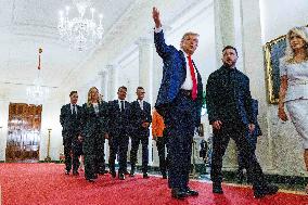 Trump Meets President Zelenskyy of Ukraine and European Leaders