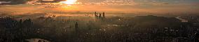 Morning Glow And Ethereal Adveling Fog in Nanjing