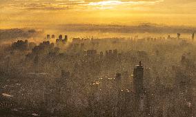 Morning Glow And Ethereal Adveling Fog in Nanjing