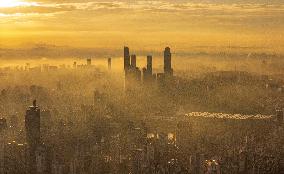 Morning Glow And Ethereal Adveling Fog in Nanjing