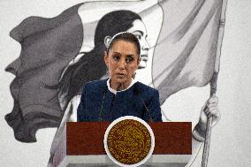 Mexican President Claudia Sheinbaum Holds Briefing Conference - Mexico