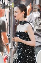Lily Collins on Emily in Paris Set - Venice