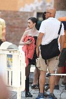 Lily Collins on Emily in Paris Set - Venice