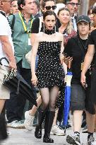 Lily Collins on Emily in Paris Set - Venice