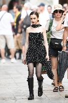 Lily Collins on Emily in Paris Set - Venice