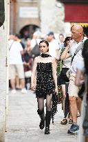Lily Collins on Emily in Paris Set - Venice