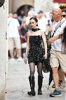 Lily Collins on Emily in Paris Set - Venice