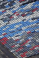 Foreign-bound cars at Yokohama port