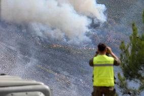 Fire Moves Toward O Courel from Quiroga - Spain