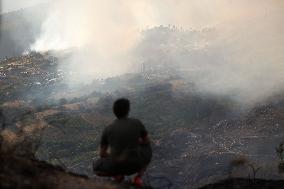 Fire Moves Toward O Courel from Quiroga - Spain