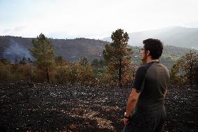 Fire Moves Toward O Courel from Quiroga - Spain