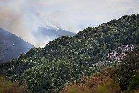 Fire Moves Toward O Courel from Quiroga - Spain