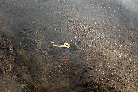 Fire Moves Toward O Courel from Quiroga - Spain
