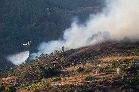 Fire Moves Toward O Courel from Quiroga - Spain