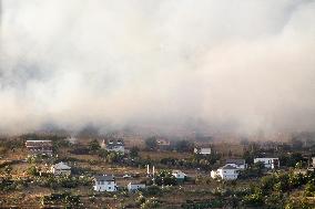 Fire Moves Toward O Courel from Quiroga - Spain