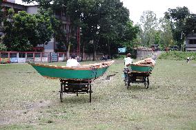 Hand-Made Wooden Boats at A Traditional Market - Bangladesh