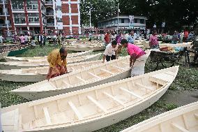 Hand-Made Wooden Boats at A Traditional Market - Bangladesh
