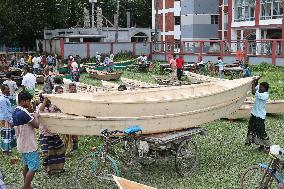 Hand-Made Wooden Boats at A Traditional Market - Bangladesh