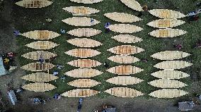 Hand-Made Wooden Boats at A Traditional Market - Bangladesh