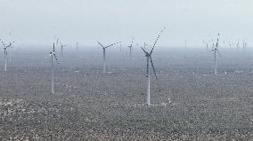 Wind Power Base in The Desert in Xinjiang