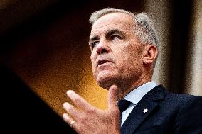 PM Mark Carney During a Press Conference - Ottawa