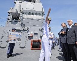 Japan PM Ishiba inspects SDF carrier Kaga