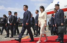 South Korean President Lee arrives in Japan