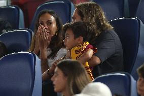 Zoe Saldana And Family Attend AS Roma v Bologna FC - Rome
