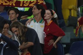 Damiano David And Dove Cameron Attending AS Roma v Bologna FC - Rome