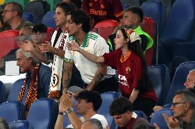 Damiano David And Dove Cameron Attending AS Roma v Bologna FC - Rome