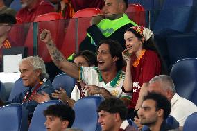 Damiano David And Dove Cameron Attending AS Roma v Bologna FC - Rome