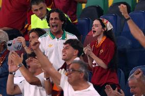 Damiano David And Dove Cameron Attending AS Roma v Bologna FC - Rome