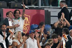 Damiano David And Dove Cameron Attending AS Roma v Bologna FC - Rome