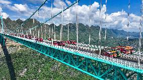 World Tallest Bridge Huajiang Canyon Bridge Load Testing