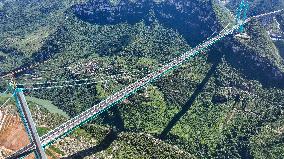 World Tallest Bridge Huajiang Canyon Bridge Load Testing
