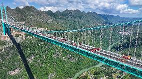 World Tallest Bridge Huajiang Canyon Bridge Load Testing