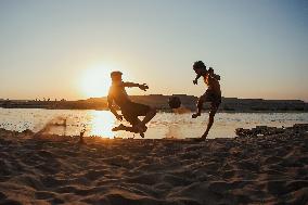 Young Iraqis Swim In The River - Erbil