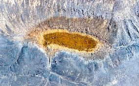 Mangnai Naoer Salt Lake in Ordos