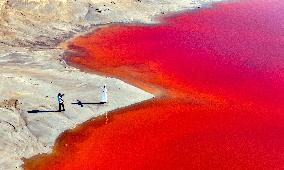 Mangnai Naoer Salt Lake in Ordos